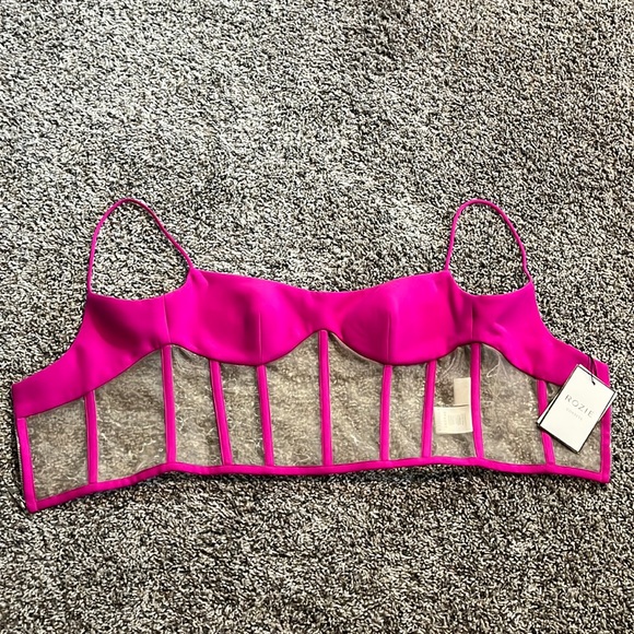 NWT Rozie corset in magenta and sheer nude - Picture 3 of 5